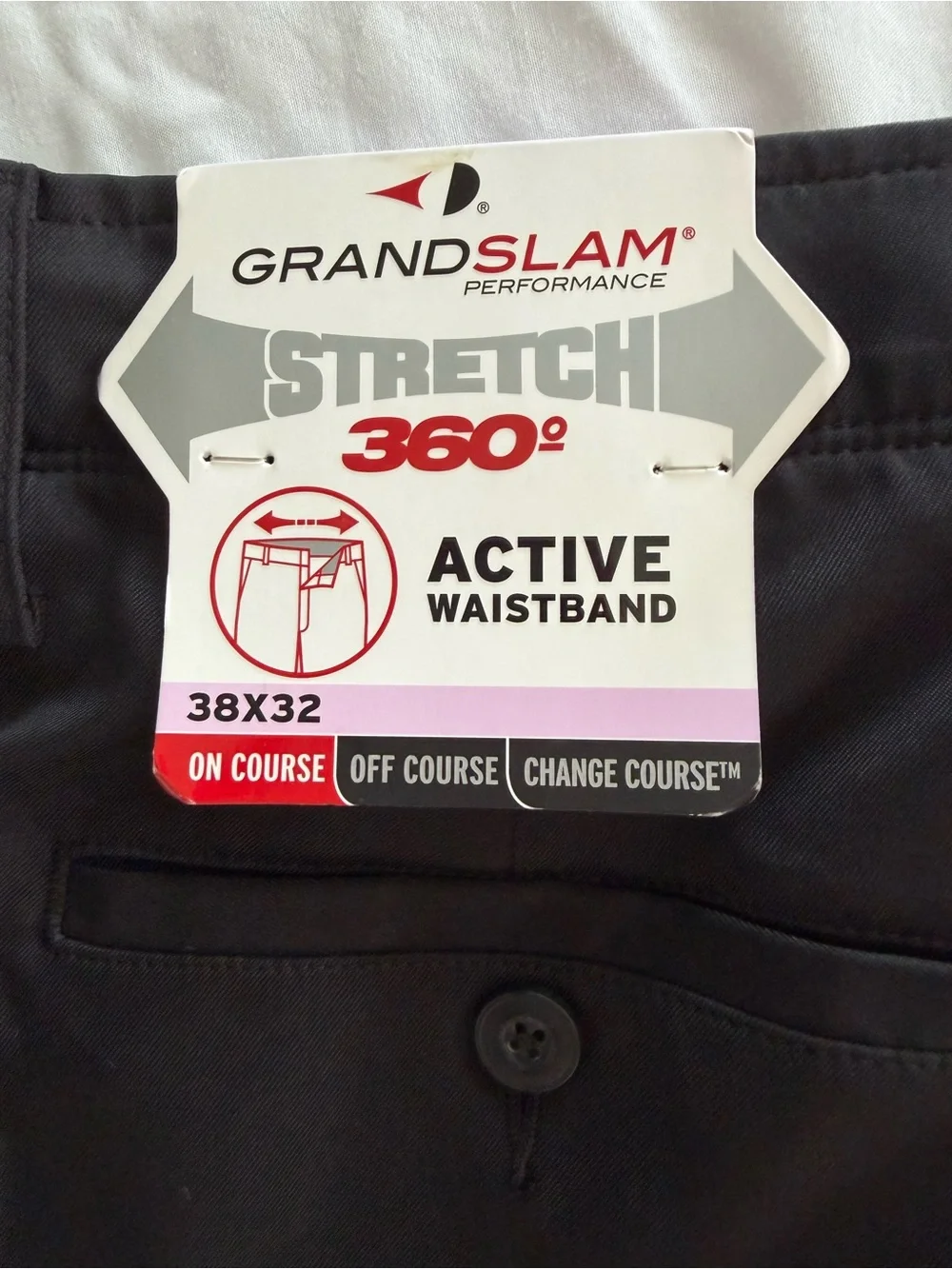 NWT Grand Slam Performance Stretch 360 Active Waistband Golf Pants 38x32 Black